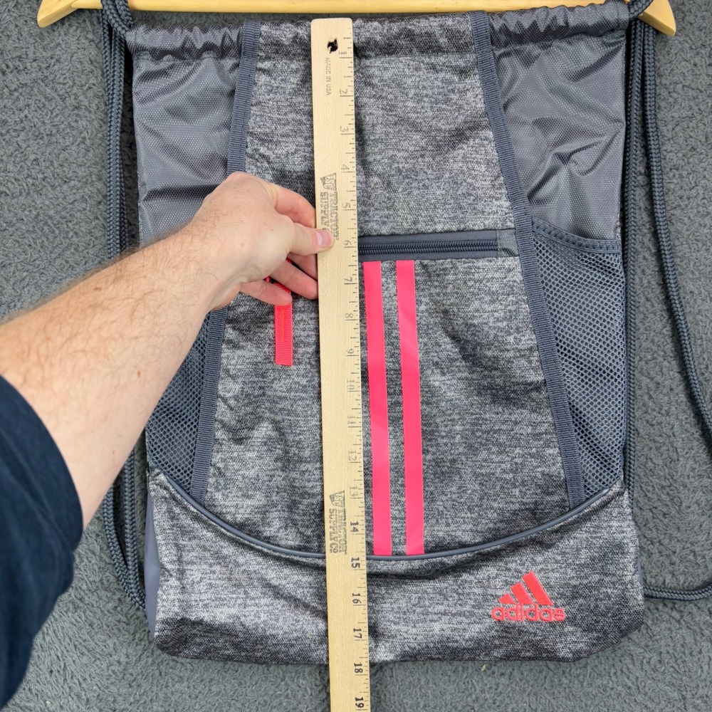 Adidas Drawstring Sackpack Backpack Gray Pink Hea… - image 8